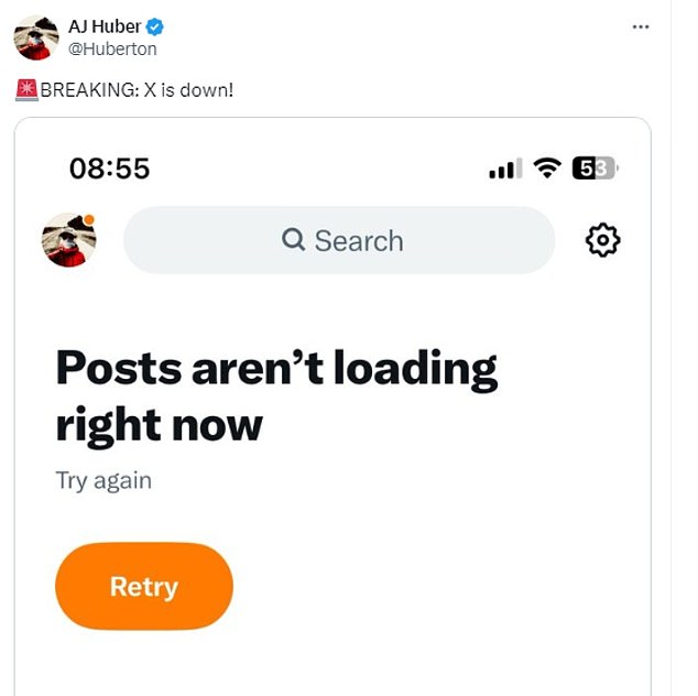 An X user shared on the platform that he could post using the app but not the website.  Another shared a screenshot showing their posts not loading.