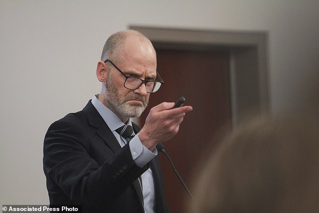 County Attorney Michael Jette addresses jurors during closing arguments in Santa Cruz County Superior Court, Thursday, April 18, 2024, in Nogales.