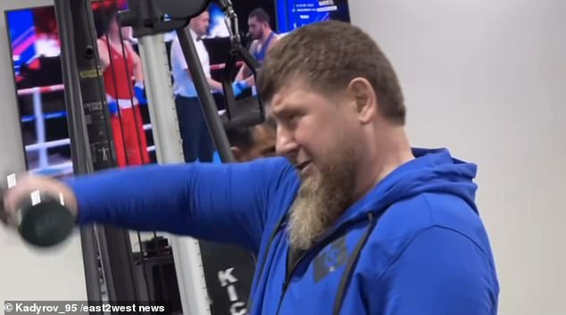 Chechen warlord and key Putin ally Ramzan Kadyrov, 47, in a gym