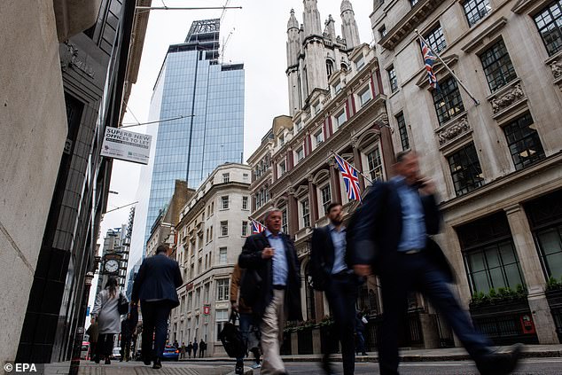 A closely watched survey compiled by data provider S&P Global showed private sector activity accelerated this month with the healthiest expansion since last May (pictured: City of London).