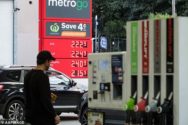 Gasoline increases rose 8.1 percent over the year as Israel's war with Hamas and now Iran drove up crude oil prices, leading to premium unleaded fuels selling off. at over $2.20 a liter across Sydney (pictured).