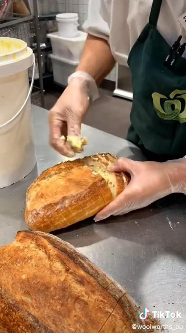 Food is also more expensive: Bread and cereal prices are up 7.3 percent, while finance and insurance costs are up 8.2 percent (pictured is TikTok footage of a Woolworths bakery ).