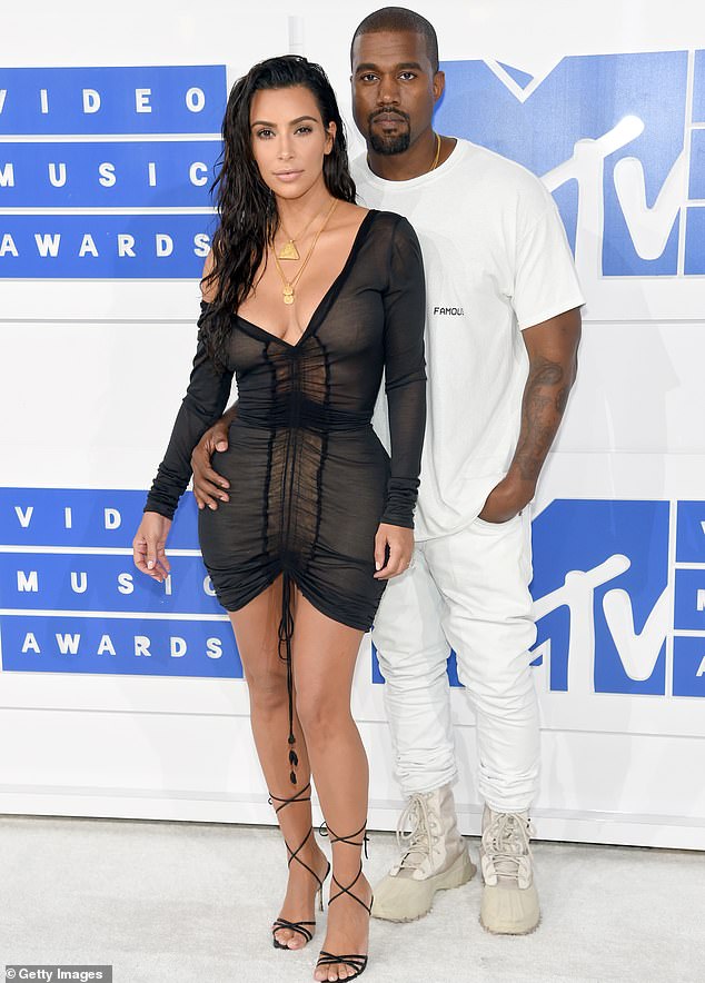 Kanye, who is pictured with Kim in 2016 during their marriage, confessed in 2019 that he had suffered a 'full-blown porn addiction' brought on by watching Playboy at the age of five.