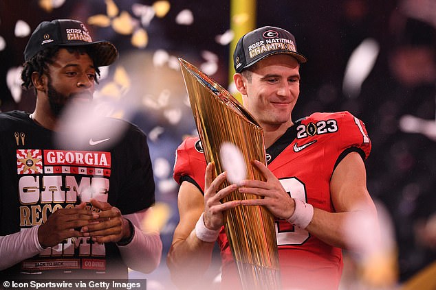 Bennett, 26, is a two-time national championship-winning QB with Georgia (2021 and 2022).