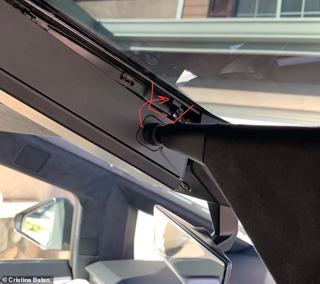 Former Tesla engineer Cristina Balan shared this and the following sketch with DailyMail.com, showing where the sun visors should have been placed.