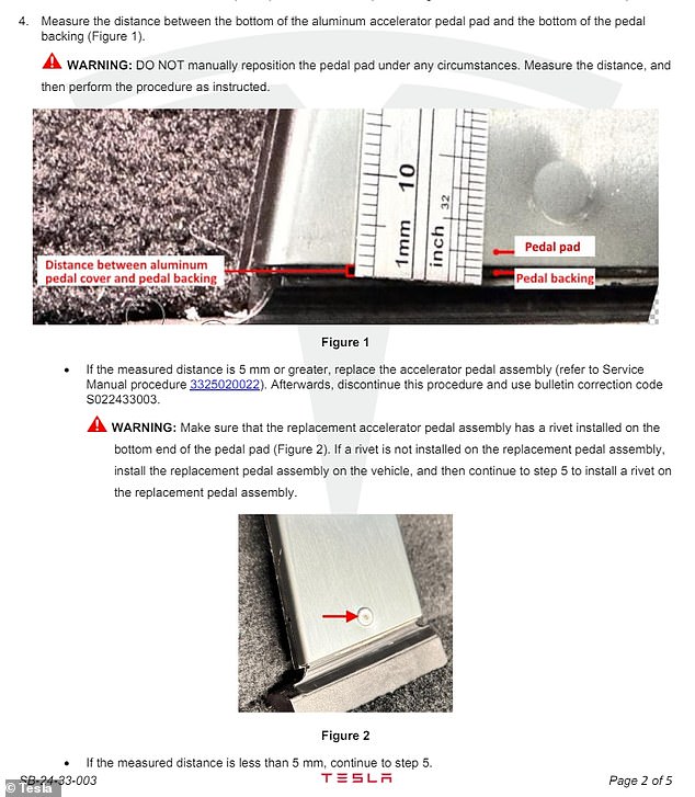 These shop instructions from the Tesla recall bulletin show that whoever repaired this owner's Cybertruck accelerator pedal did not follow proper procedures.  The rivet should have been placed higher and the pedal cover should have been moved lower.