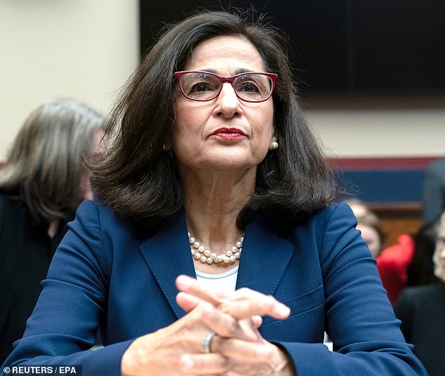 Columbia University President Minouche Shafik (pictured) announced that there is a midnight deadline for pro-Palestinian protesters to dismantle their camp.