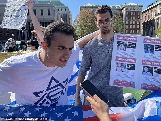 Two Jewish Columbia University graduates sneaked into the pro-Palestinian camp on campus with Israeli flags and accused the activists of 