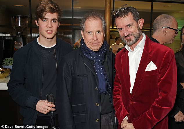 Charles Armstrong-Jones, Viscount Linley, with his father, the Earl of Snowdon, and Earl Manfredi della Gherardesca attend Alexander Dundas' 18th birthday party