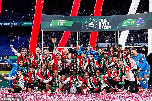Feyenoord celebrates winning the Dutch Cup after beating NEC Nijmegen last weekend