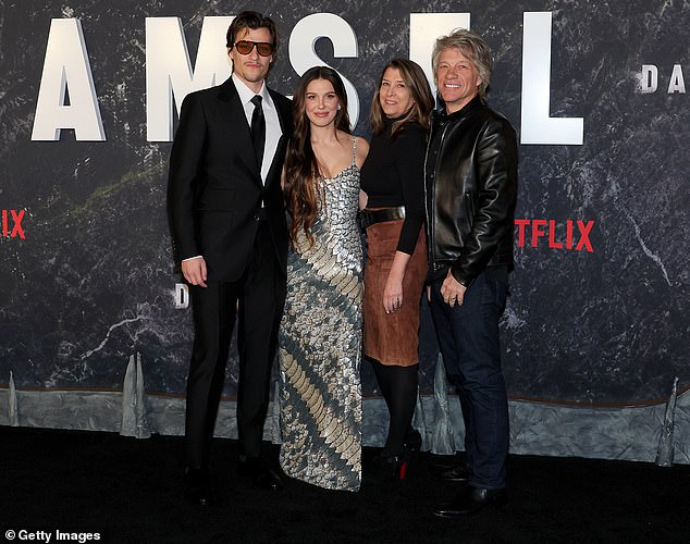 During a recent interview with The Sunday Times, Jon Bon Jovi spoke about the marriage of his son Jake and his future daughter-in-law;  Jon seen with his son Jake, Millie and his wife Dorothea in March in New York