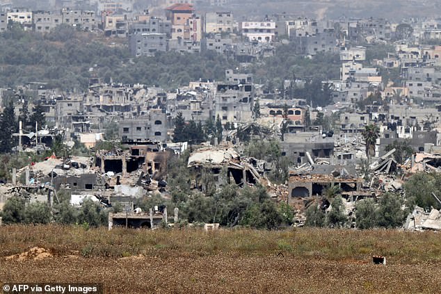 This photograph taken from Israel's southern border with the Gaza Strip shows the destruction in the Palestinian territory.