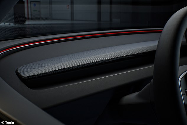 The Performance model also comes with carbon fiber accents, featuring Tesla's first special carbon fabric.