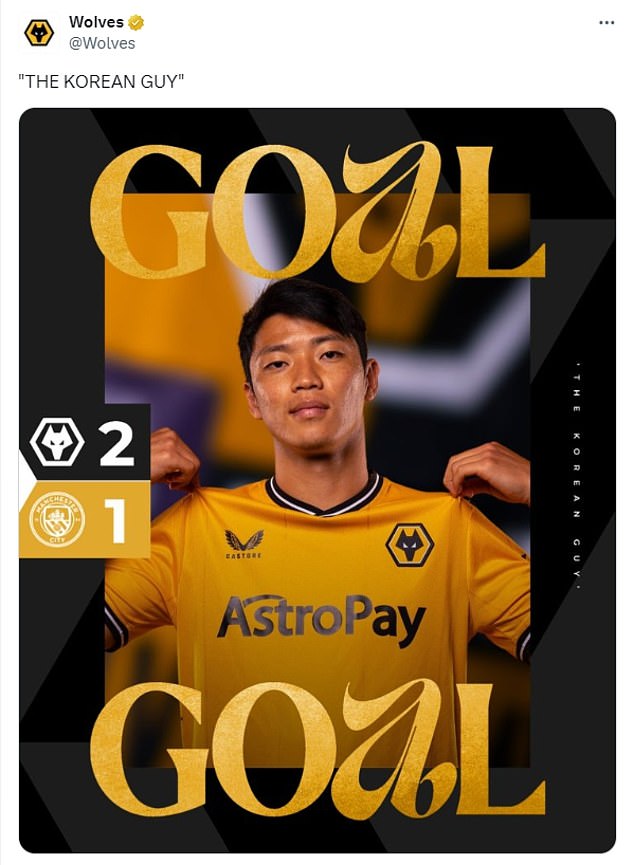 Wolves eventually accepted the idea and Hwang scored against Manchester City, days after Pep Guardiola referred to the striker as 