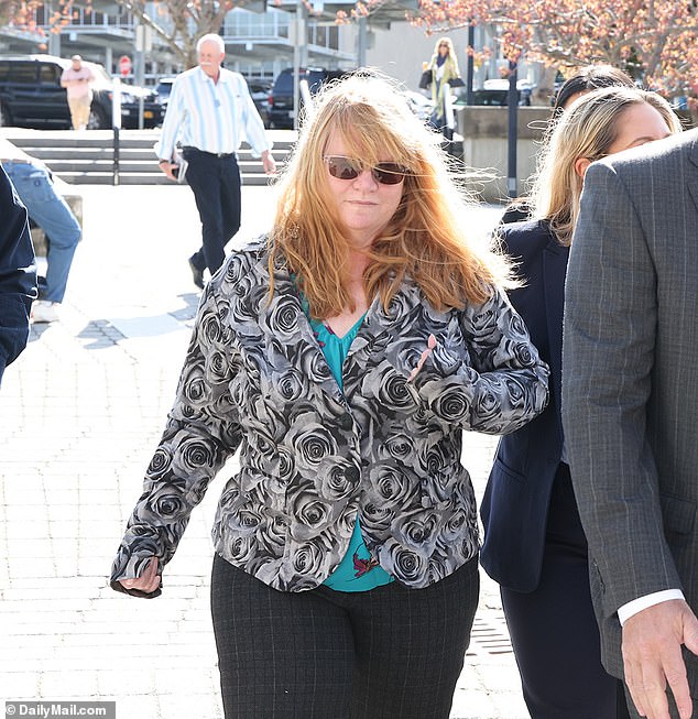 His ex-wife, Asa Ellerup (pictured) was also seen pulling up in a black Mercedes in front of the Long Island courthouse.