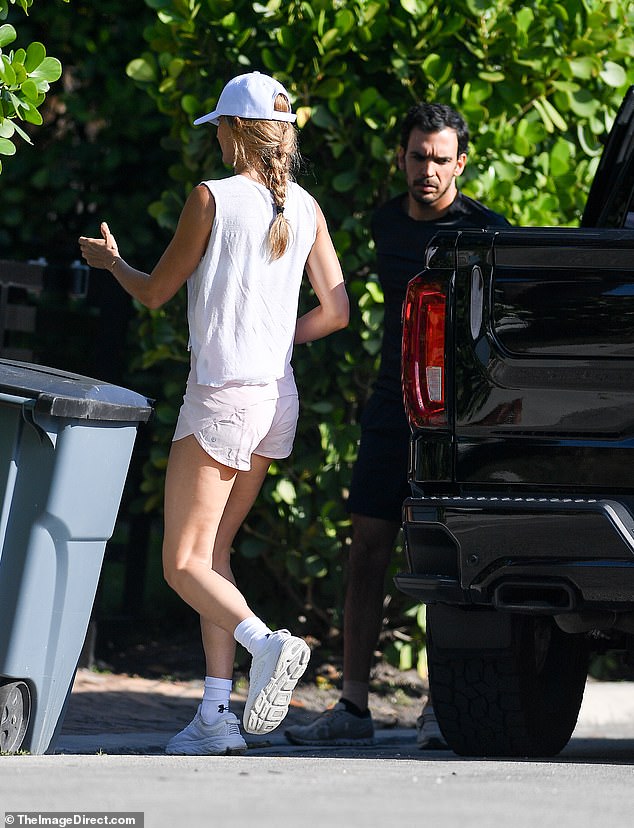 Gisele was seen with her partner Joaquim Valente earlier in the day.