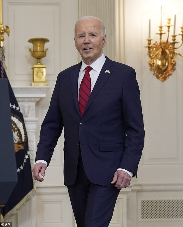 The former US president is ahead of his successor Biden (pictured) by a margin of 46 percent to 39 percent, and leads in all age groups.