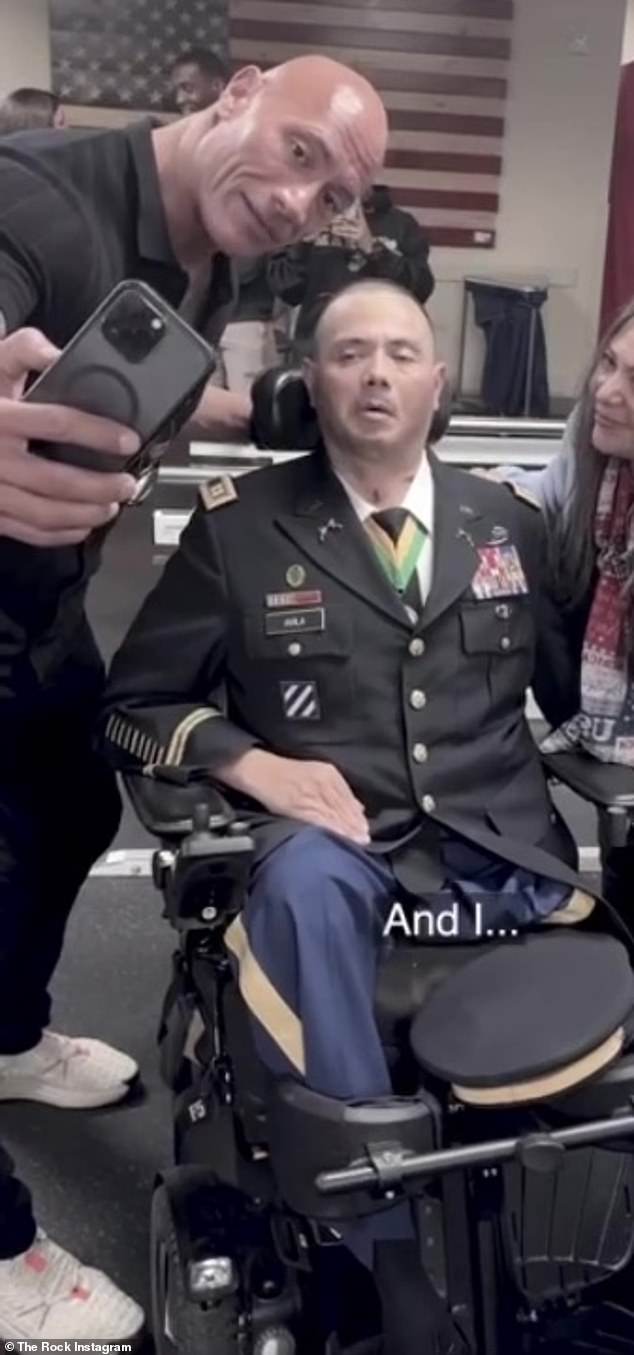 Dwayne took to his Instagram to share an emotional video in which he thanked soldiers for their service at the nation's largest military medical center, located in Bethesda, Maryland.