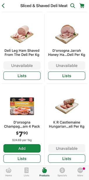 Items purchased in-store at the deli counter, such as freshly shredded ham, bacon, and chicken, will no longer be available for online delivery orders.