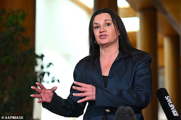 Jacqui Lambie (pictured) deleted her X account and urged other politicians to do the same after Musk refused to remove footage of the alleged stabbing of a bishop at a Wakeley church.