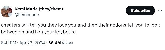 One post even racked up 36 million views, asking users to try to find the hidden word on their keyboard, which spelled JK (or Joke), the letters between H and L.
