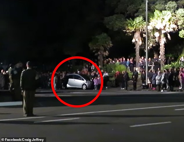 The car prevented people from taking part in the Anzac Day Dawn service