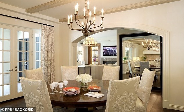 Your kitchen has a smaller dining table and becomes the living room and dining room.