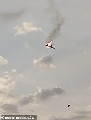 The video captured the moment the plane plummeted and crashed to the ground.