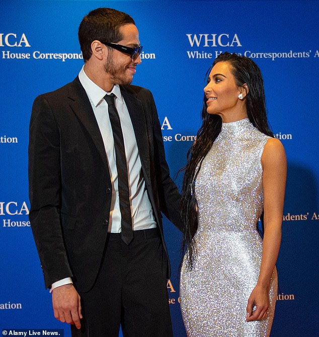 Kim Kardashian (right) is in DC two days before the annual White House Correspondents' Dinner. The last time she attended the dinner was in 2022 with her then-boyfriend Pete Davidson (left).