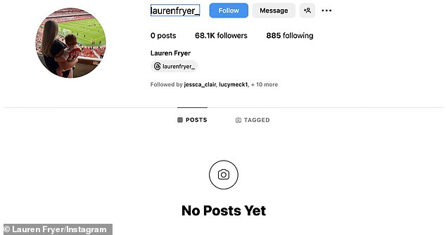 Lauren deleted all posts from her Instagram page in recent days after being abused.