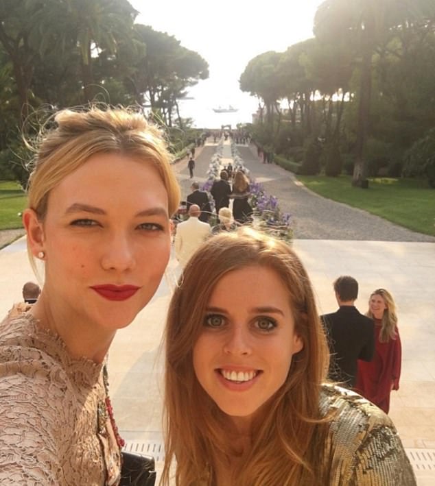 Beatrice and Karlie Kloss at the wedding of a mutual friend in the south of France in 2016