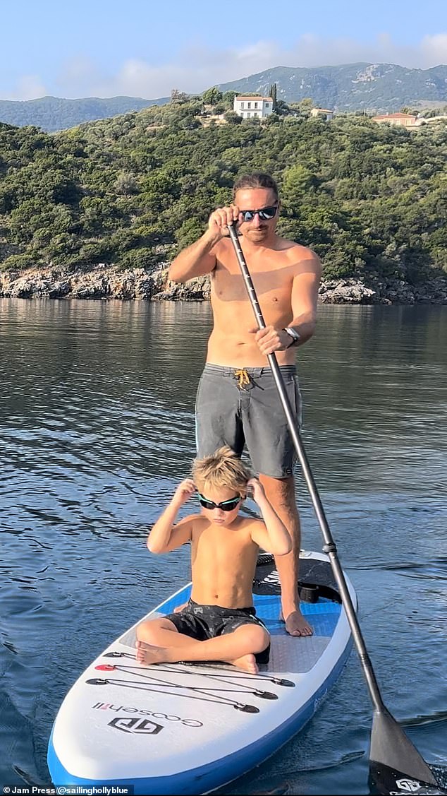 Laura, 43, and Ross Colledge, 39, from Cornwall, decided to sell their house and splashed out on a £100,000 yacht.  In the photo above is his son.