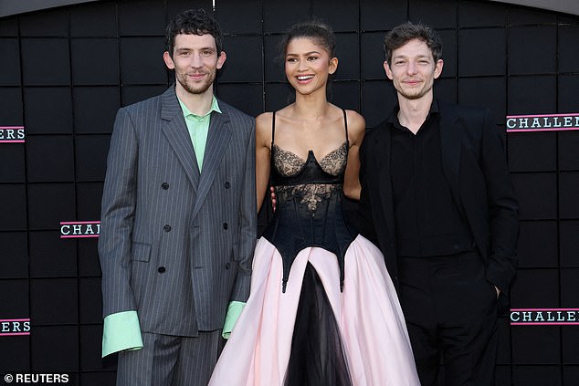 Cast members Zendaya, Mike Faist and Josh O'Connor attend the premiere of the film 'Challengers' in Los Angeles, California on April 16, 2024.