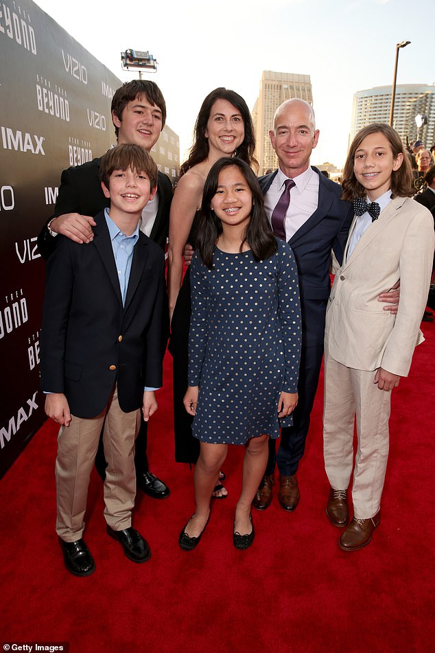 Sánchez recruited his partner's teenage daughter for a cameo in the psychological thriller.  Bezos appears with her family at the Star Trek premiere in July 2016.