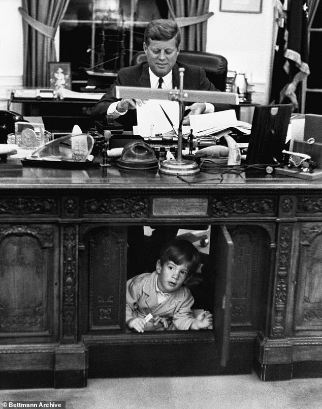 Abigail played the White House Resolute Desk, hiding in the same spot where John F. Kennedy Jr. hid when his father, John Kennedy, was president.