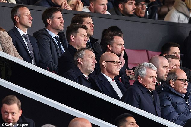 Newly appointed United manager Jason Wilcox (left) was present along with Sir Jim Ratcliffe's right-hand man Sir Dave Brailsford (right).
