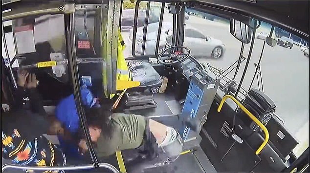 Bus driver pushed into aisle by suspect