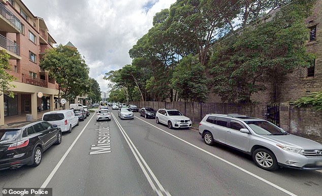 A woman was walking along Missenden Road (pictured) in the inner Sydney suburb of Camperdown at 1.30pm on Sunday, February 11 when she was allegedly grabbed by a man.