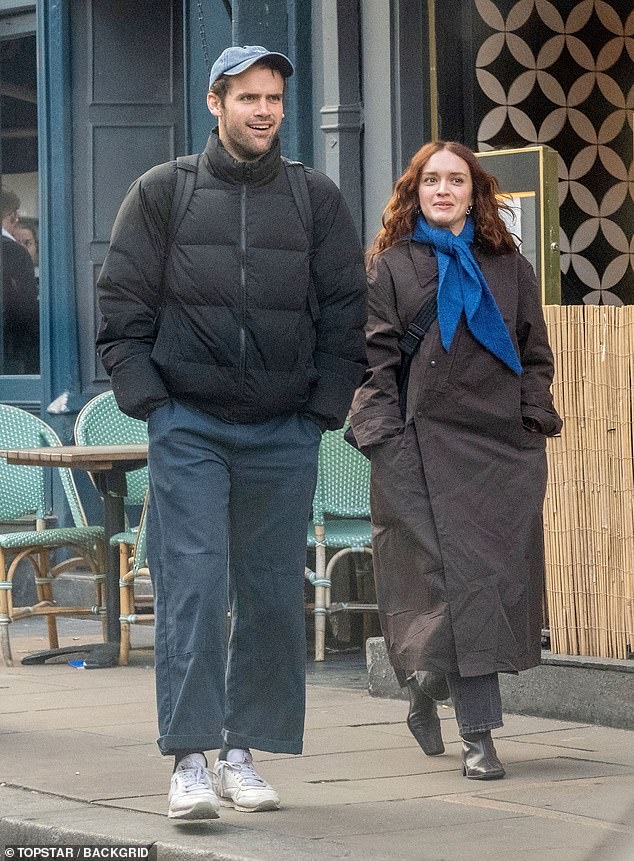The actress bundled up in a stylish brown coat while out and about with the Anatomy of a Scandal star.