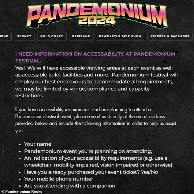 Pandemonium Rocks provided accessibility information on their website and said that 