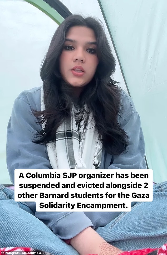 It has emerged that one of the groups in the camp, Students for Justice in Palestine, has links to another group under investigation for alleged fundraising for terrorists.  SJP members, including this one in the photo, have been suspended for their participation in the camp.