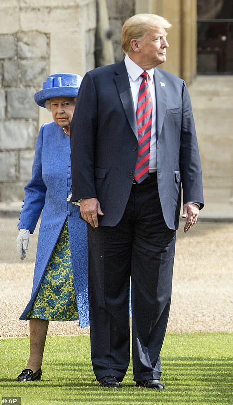 Donald Trump broke royal protocol by walking in front of the monarch in 2018. The frustration is evident