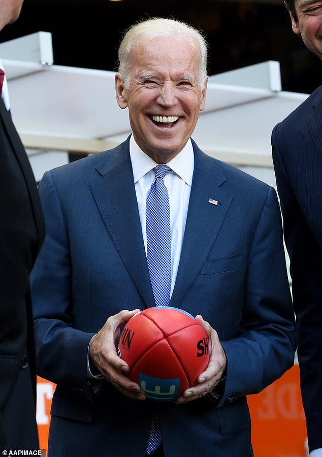 However, it also ends with the shot above of Biden holding an Australian soccer ball, which looks nothing like the pigskin used in the American game.