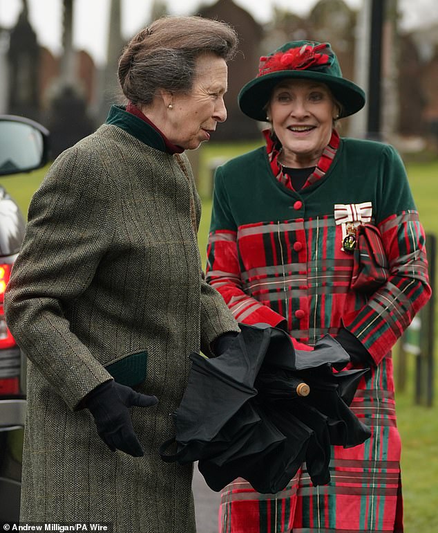 The Princess Royal stands with Lord Lieutenant of Dumfries Fiona Armstrong before laying a wreath at the Lockerbie Air Disaster Memorial in March.