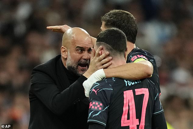 Guardiola (left), who in 2019 called Foden the most talented player he has ever coached despite managing Lionel Messi, has modified his tactics to get the best out of his star.