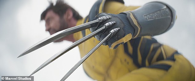 Later, Wolverine is seen wearing a yellow and black suit while his claws are visible.