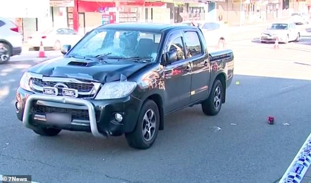The 59-year-old driver of the Toyota HiLux (pictured) was taken to Bankstown Hospital for mandatory drug and alcohol testing.