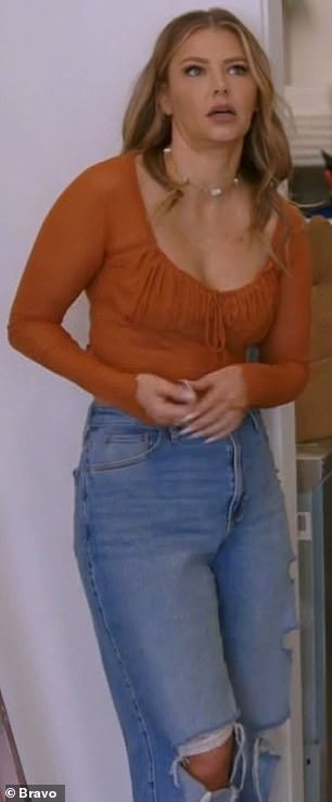 She was wearing a burnt orange country chic crop top that Ariana (pictured) previously wore on Vanderpump Rules Season 10, Episode 14, during Rachel and Tom's affair.