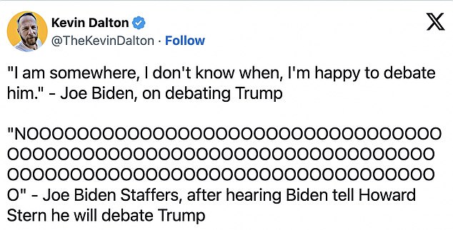 Several political commentators surmised that the Biden campaign must be feeling anxious after the president agreed to debate Trump in what appears to be an unplanned comment.