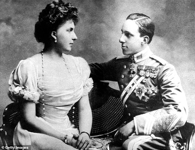 The King of Spain, Don Alfonso XIII (1886-1941) and his wife, Queen Victoria Eugenia, known as Princess Ena of Battenberg at the time of their wedding in 1906.